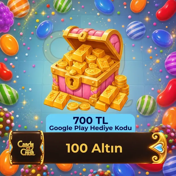 Candy Crush Saga 100 Altın - 700 TL Google Play Hediye Kodu kapak görseli