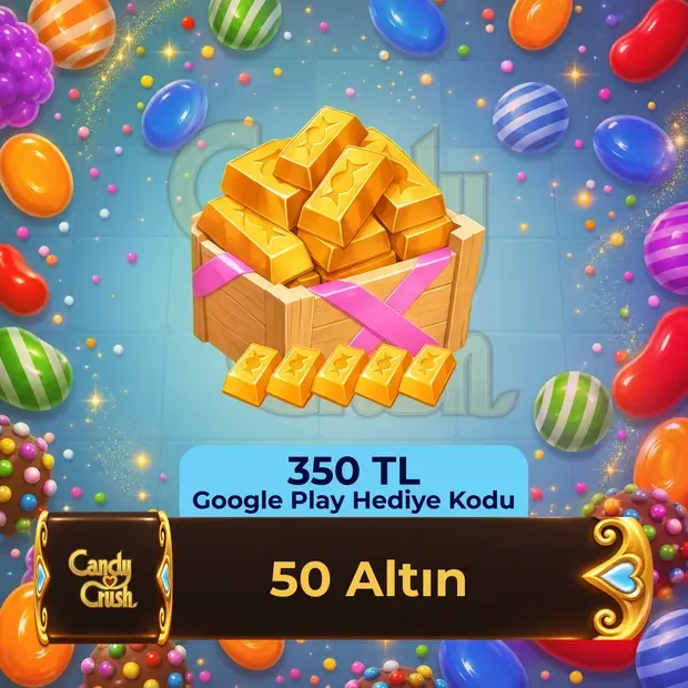 Candy Crush Saga 50 Altın - 350 TL Google Play Hediye Kodu kapak görseli