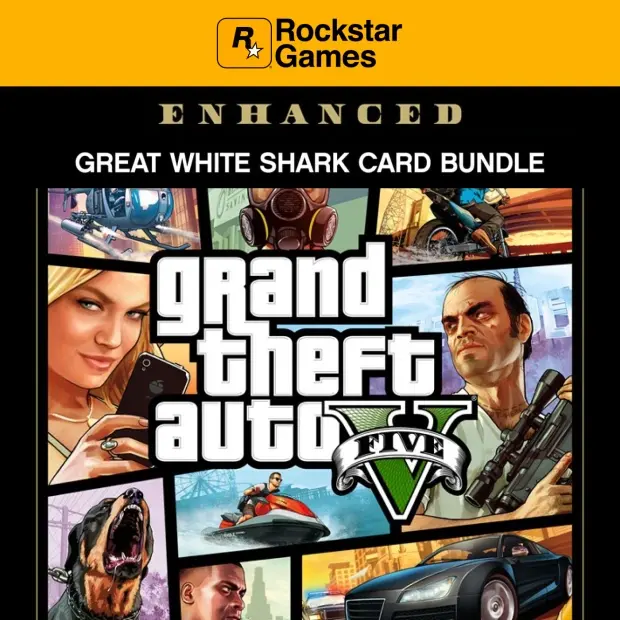 Grand Theft Auto V Enhanced & Great White Shark Card Bundle — Rockstar cover art
