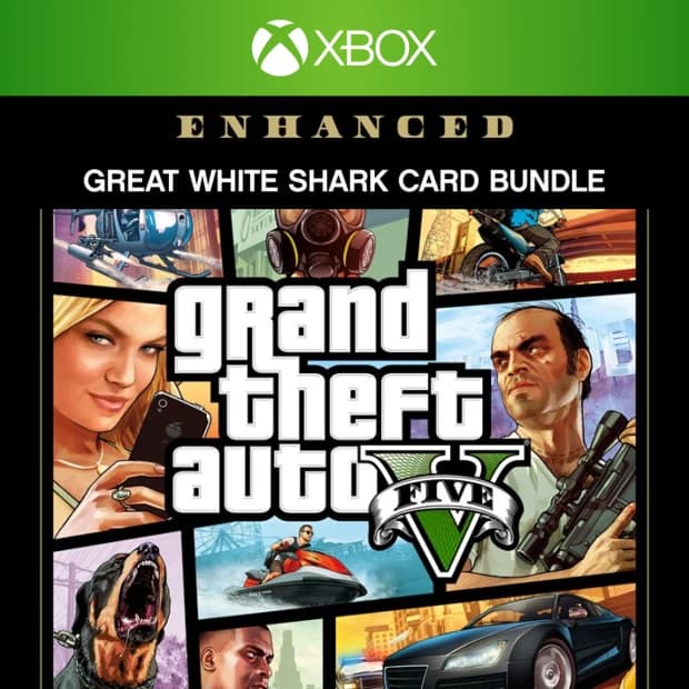 Grand Theft Auto V Enhanced & Great White Shark Card Bundle — Xbox One