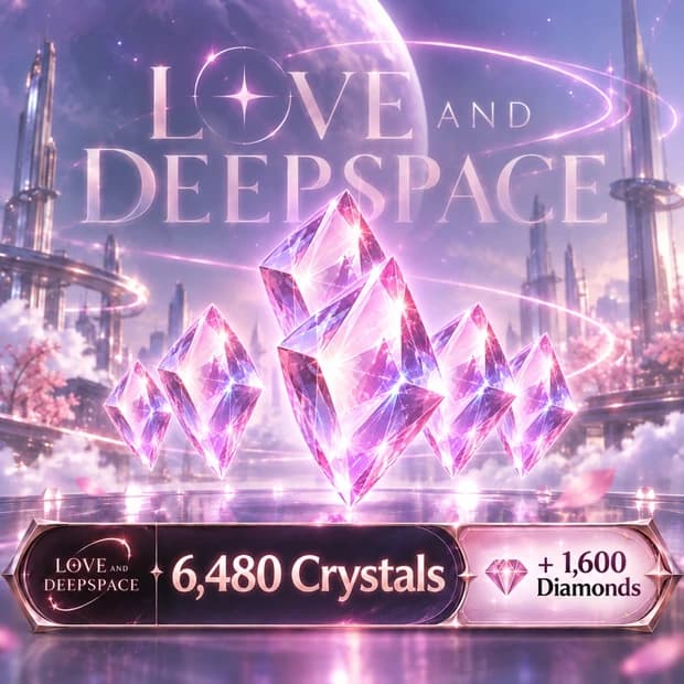 Love and Deepspace 6,480 Crystal + 1,600 Diamond