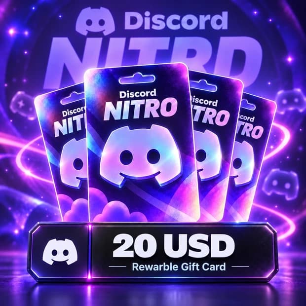 Discord Nitro 20 USD Hediye Kartı (Rewarble) kapak görseli