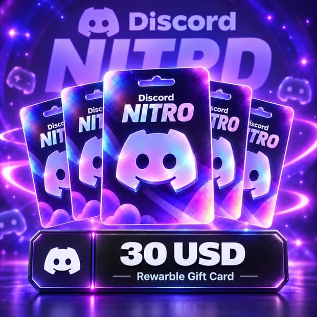 Discord Nitro 30 USD Hediye Kartı (Rewarble) kapak görseli