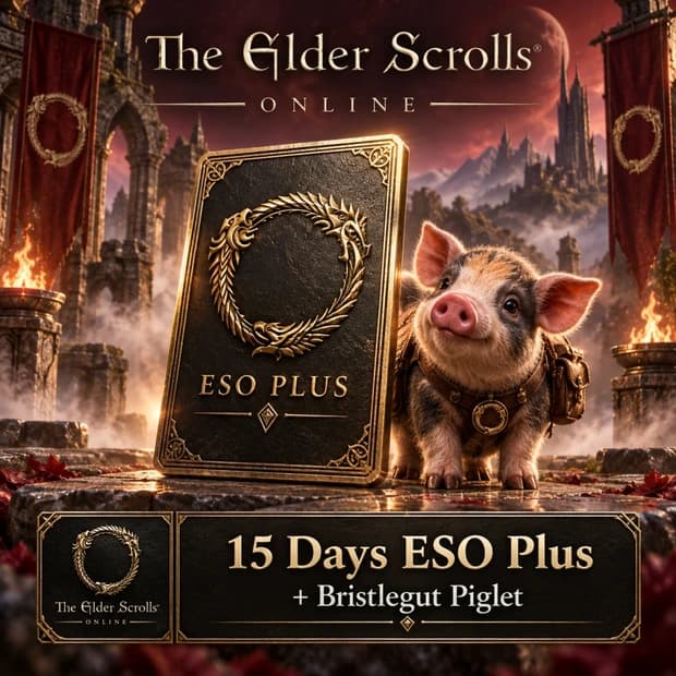 The Elder Scrolls Online 15 Days ESO Plus + Bristlegut Piglet cover art
